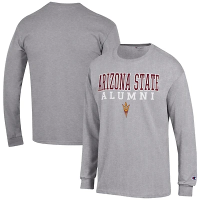 Men's Champion  Gray Arizona State Sun Devils Alumni Logo Stack Long Sleeve T-Shirt