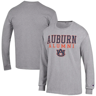 Men's Champion  Gray Auburn Tigers Alumni Logo Stack Long Sleeve T-Shirt