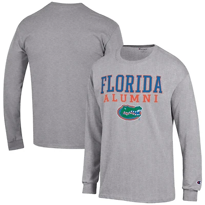 Men's Champion  Gray Florida Gators Alumni Logo Stack Long Sleeve T-Shirt