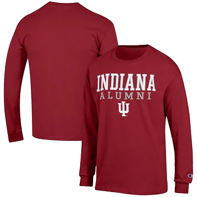 Men's Champion  Crimson Indiana Hoosiers Alumni Logo Stack Long Sleeve T-Shirt