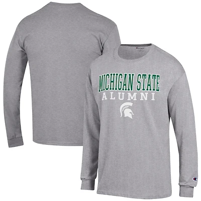 Men's Champion  Gray Michigan State Spartans Alumni Logo Stack Long Sleeve T-Shirt