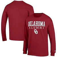 Men's Champion  Crimson Oklahoma Sooners Alumni Logo Stack Long Sleeve T-Shirt
