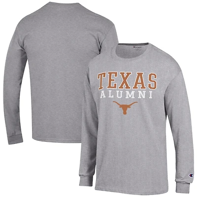 Men's Champion  Gray Texas Longhorns Alumni Logo Stack Long Sleeve T-Shirt