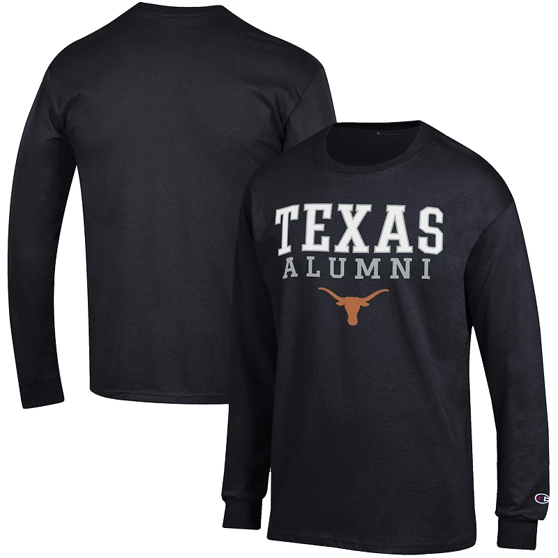 Men's Champion  Black Texas Longhorns Alumni Logo Stack Long Sleeve T-Shirt