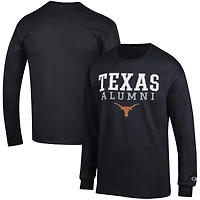 Men's Champion  Black Texas Longhorns Alumni Logo Stack Long Sleeve T-Shirt