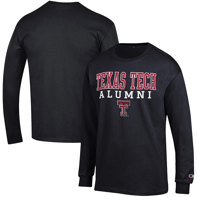 Men's Champion  Black Texas Tech Red Raiders Alumni Logo Stack Long Sleeve T-Shirt