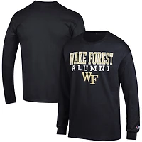 Men's Champion  Black Wake Forest Demon Deacons Alumni Logo Stack Long Sleeve T-Shirt