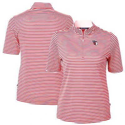 Women's Cutter & Buck  Red Cleveland Guardians Virtue Eco Pique Stripe Top