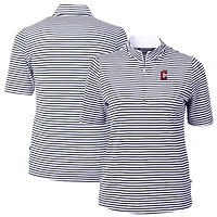 Women's Cutter & Buck  Navy Cleveland Guardians Virtue Eco Pique Stripe Top