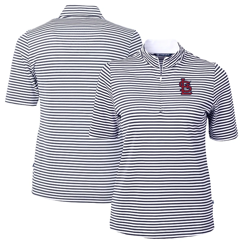 Women's Cutter & Buck  Navy St. Louis Cardinals Virtue Eco Pique Stripe Top