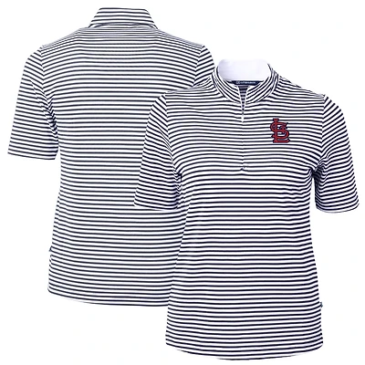 Women's Cutter & Buck  Navy St. Louis Cardinals Virtue Eco Pique Stripe Top
