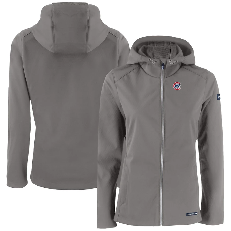 Women's Cutter & Buck  Gray Chicago Cubs Evoke Eco Softshell Recycled Full-Zip Jacket