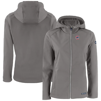 Women's Cutter & Buck  Gray Chicago Cubs Evoke Eco Softshell Recycled Full-Zip Jacket