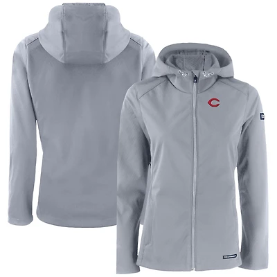 Women's Cutter & Buck  Gray Cincinnati Reds Evoke Eco Softshell Recycled Full-Zip Jacket