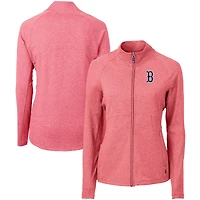 Women's Cutter & Buck  Heather Red Boston Red Sox Adapt Eco Knit Raglan Full-Zip Jacket