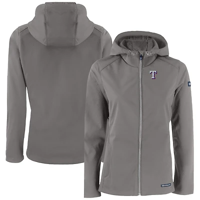 Women's Cutter & Buck  Gray Texas Rangers Evoke Eco Softshell Recycled Full-Zip Jacket