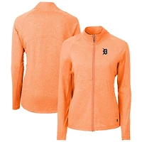 Women's Cutter & Buck  Heather Orange Detroit Tigers Adapt Eco Knit Raglan Full-Zip Jacket
