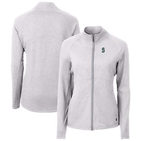 Women's Cutter & Buck  Heather Gray Seattle Mariners Adapt Eco Knit Raglan Full-Zip Jacket