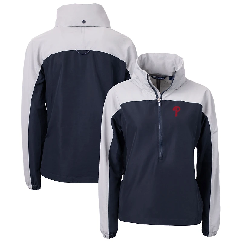 Women's Cutter & Buck Navy Philadelphia Phillies Charter Eco Recycled Half-Zip Anorak Jacket