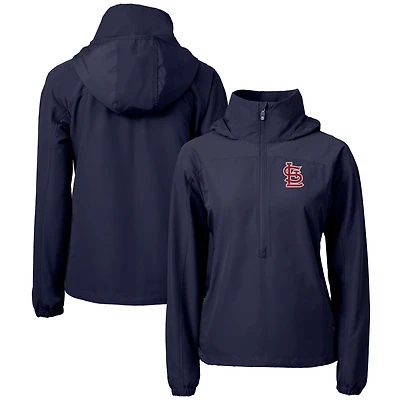 Women's Cutter & Buck  Navy St. Louis Cardinals Charter Eco Recycled Half-Zip Anorak Jacket