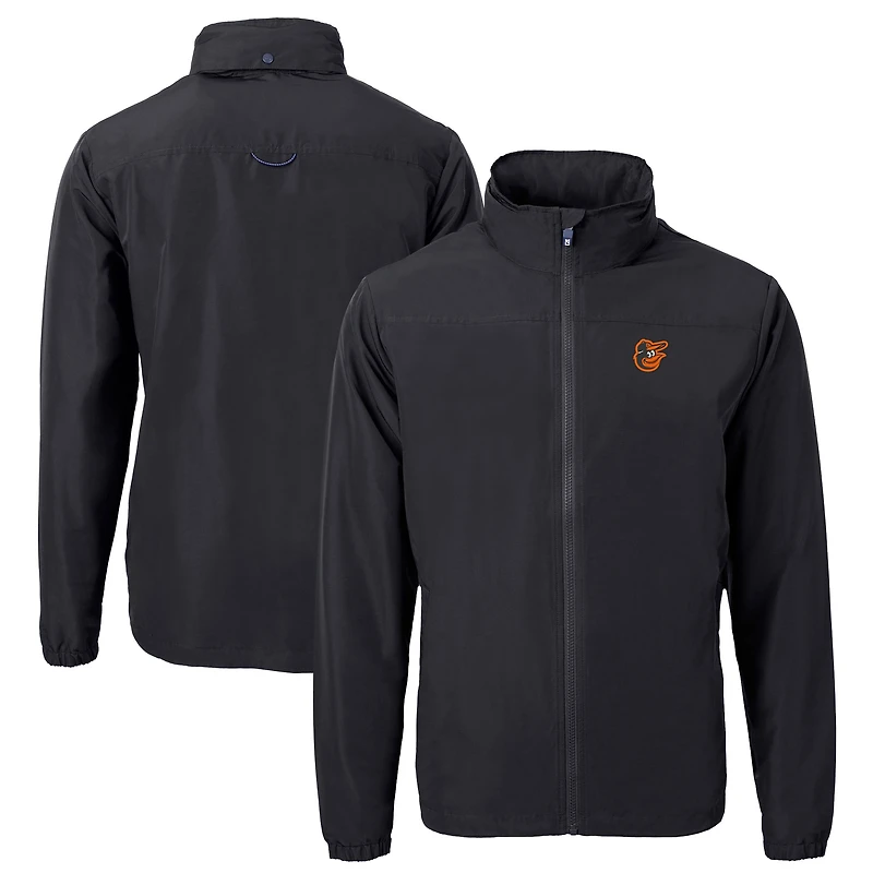 Men's Cutter & Buck Black Baltimore Orioles Big & Tall Charter Eco Recycled Full-Zip Jacket