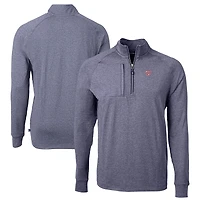 Men's Cutter & Buck Heather Navy Washington Nationals Big & Tall Adapt Eco Knit Stretch Recycled Quarter-Zip Pullover Top