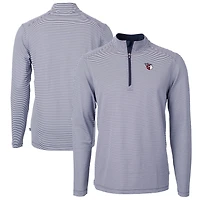 Men's Cutter & Buck Navy/White Cleveland Guardians Virtue Eco Pique Micro Stripe Big & Tall Recycled Quarter-Zip Pullover Top