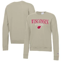 Women's Champion Tan Wisconsin Badgers Powerblend Pullover Sweatshirt