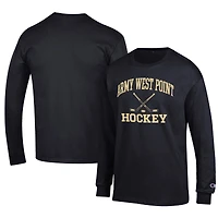 Men's Champion Black Army Black Knights Hockey Icon Long Sleeve T-Shirt