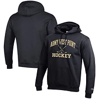 Men's Champion Black Army Black Knights Hockey Icon Pullover Hoodie