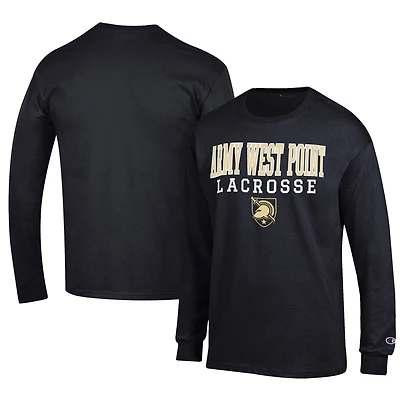 Men's Champion Army Black Knights Lacrosse Stack Long Sleeve T-Shirt