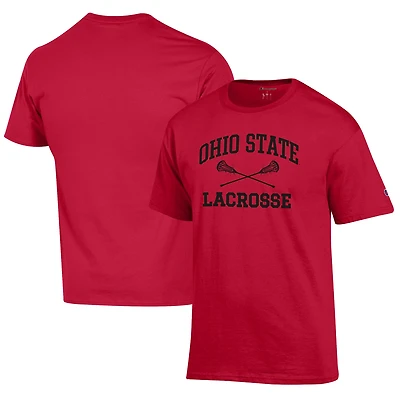 Men's Champion Scarlet Ohio State Buckeyes Lacrosse Icon T-Shirt