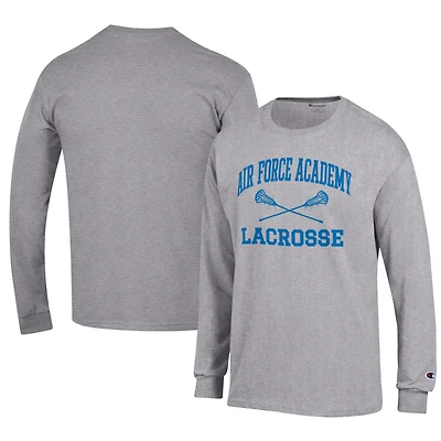 Men's Champion Gray Air Force Falcons Lacrosse Icon Long Sleeve T-Shirt