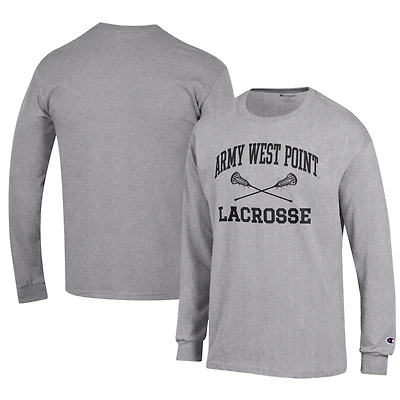 Men's Champion Gray Army Black Knights Lacrosse Icon Long Sleeve T-Shirt