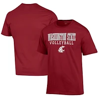 Men's Champion Crimson Washington State Cougars Volleyball Stack T-Shirt