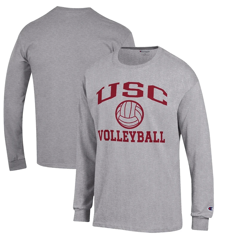 Men's Champion Gray USC Trojans Volleyball Icon Long Sleeve T-Shirt