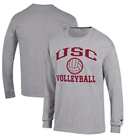 Men's Champion Gray USC Trojans Volleyball Icon Long Sleeve T-Shirt