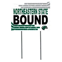White Northeastern State Riverhawks 18" x 24" Bound Yard Sign