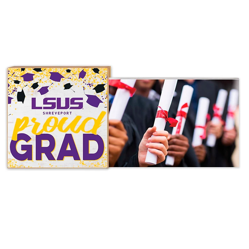 White Louisiana State Shreveport Pilots 5" x 10.5" Proud Grad Floating Frame