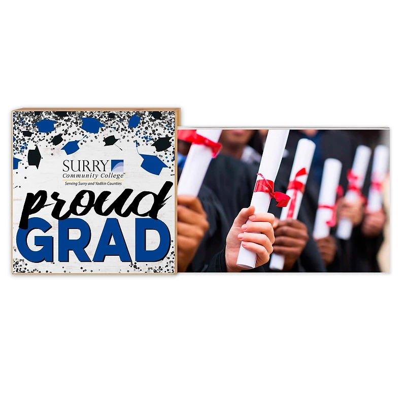 White Surry Community College 5" x 10.5" Proud Grad Floating Frame