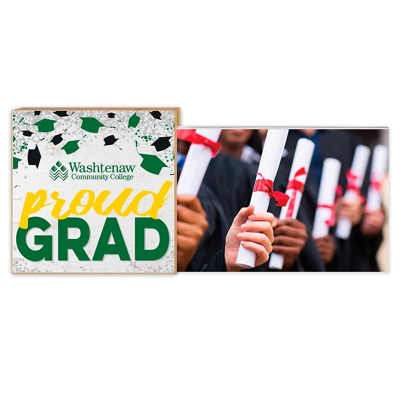 White Washtenaw Community College 5" x 10.5" Proud Grad Floating Frame
