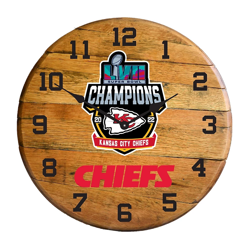 Imperial Kansas City Chiefs Super Bowl LVII Champions 21" Oak Barrell Clock