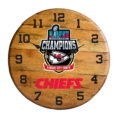 Imperial Kansas City Chiefs Super Bowl LVII Champions 21" Oak Barrell Clock