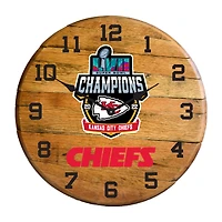 Imperial Kansas City Chiefs Super Bowl LVII Champions 21" Oak Barrell Clock
