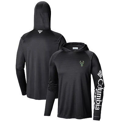Men's Columbia Black Milwaukee Bucks Terminal Tackle Long Sleeve Hoodie T-Shirt