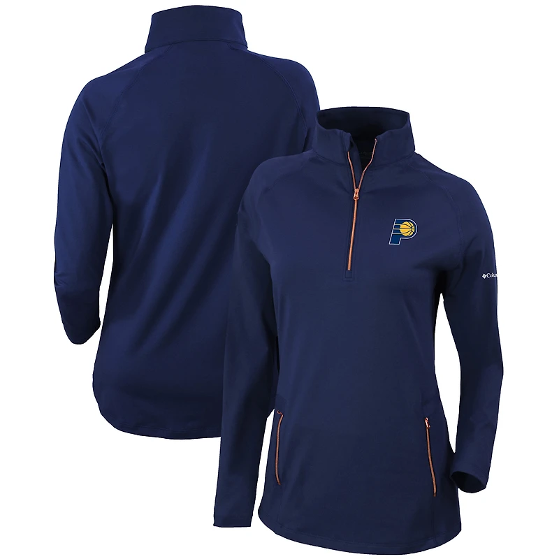 Women's Columbia Navy Indiana Pacers Omni-Wick Outward Nine Quarter-Zip Pullover Top
