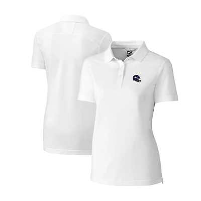 Women's Cutter & Buck  White Minnesota Vikings Helmet Logo DryTec Advantage Tri-Blend Pique Womens Polo