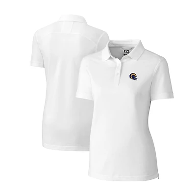 Women's Cutter & Buck  White Los Angeles Rams Helmet Logo DryTec Advantage Tri-Blend Pique Womens Polo