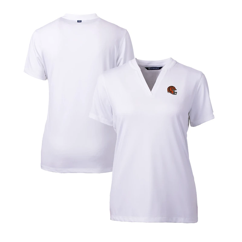 Women's Cutter & Buck  White Cincinnati Bengals Helmet Logo DryTec Forge Stretch V-Neck Blade Top