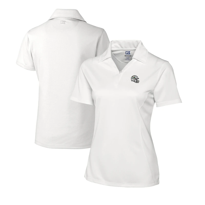 Women's Cutter & Buck  White Miami Dolphins Helmet Logo CB DryTec Genre Textured Solid Polo
